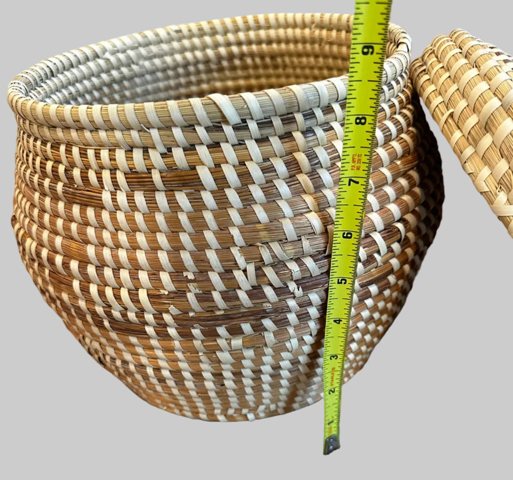 Authentic Charleston Sweetgrass Basket with Lid- Handwoven by Local Artisan