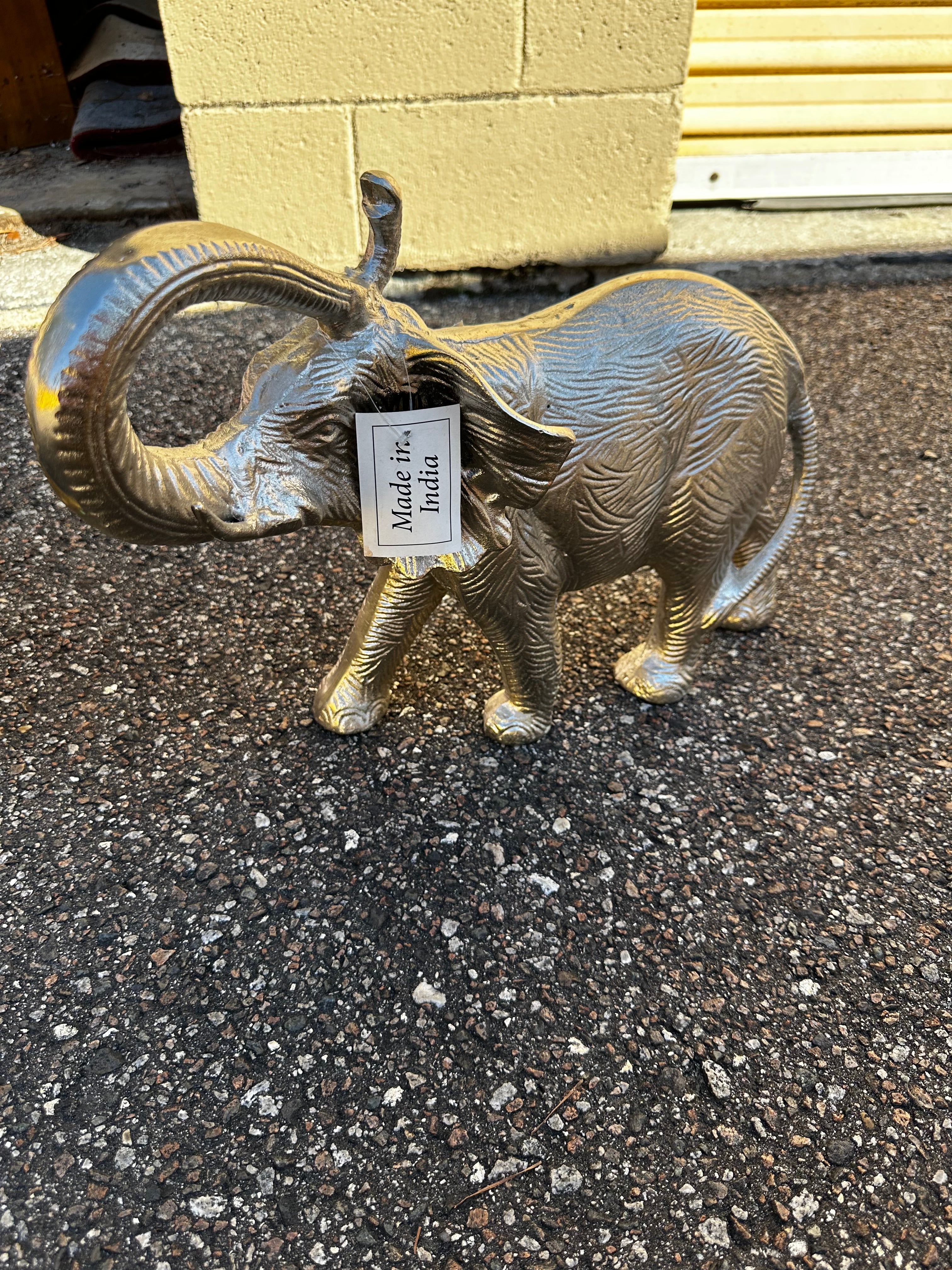 Handcrafted Decorative Aluminum Nickel Elephant Figurines - Gold and Silver