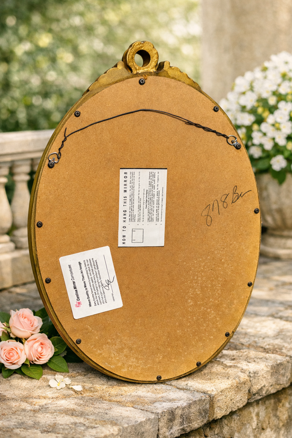 Vintage Ornate Gold Oval Wall Mirror