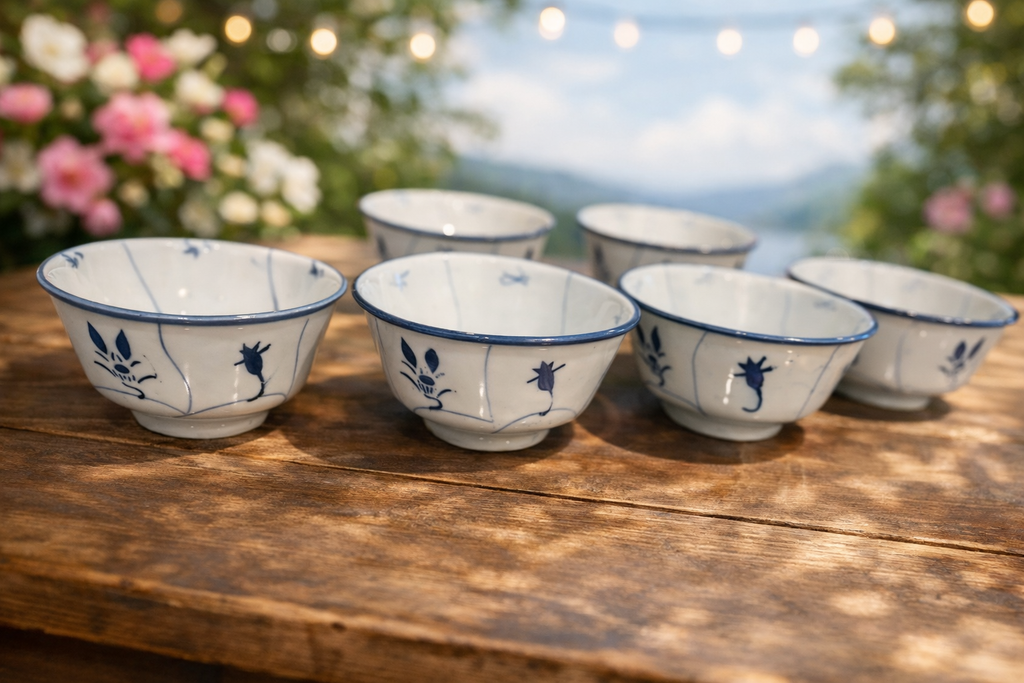 Vintage Blue and White Porcelain Bowls