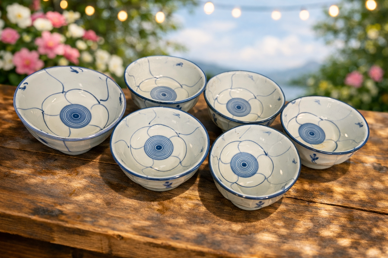 Vintage Blue and White Porcelain Bowls