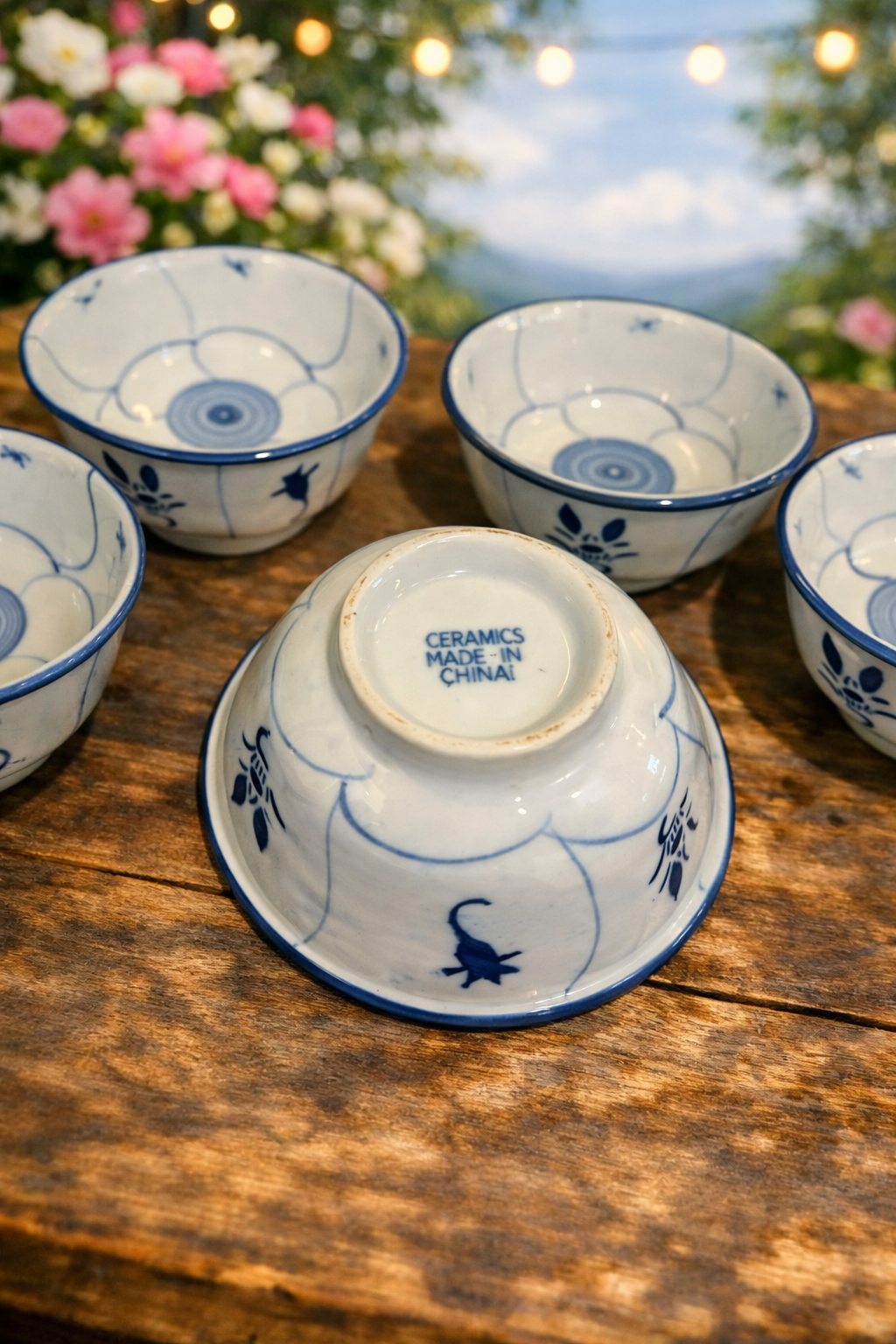 Vintage Blue and White Porcelain Bowls