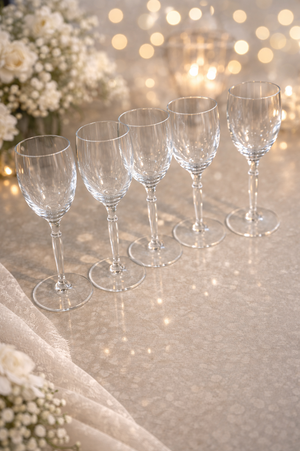 Elegant Crystal Wine Glasses- Set of 5